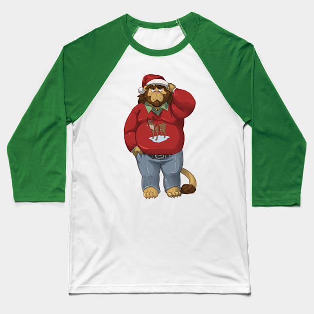 The lion who felt the xmas spirit Baseball T-Shirt by markwulfgar